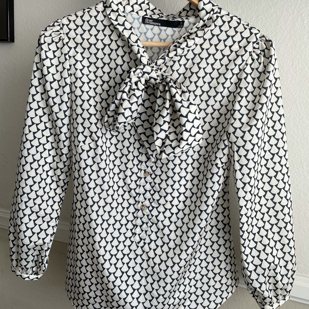 Dear Creatures Patterned Blouse with Tie
